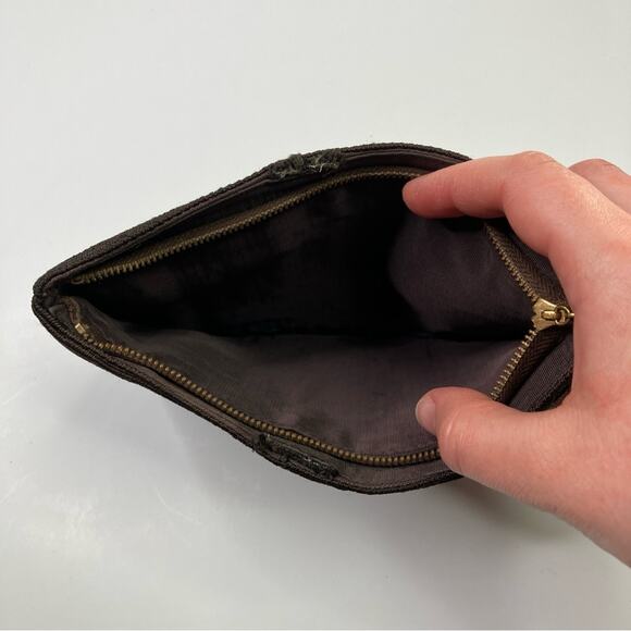 Brown Beaded Elegant Zip Clutch - Picture 6 of 8